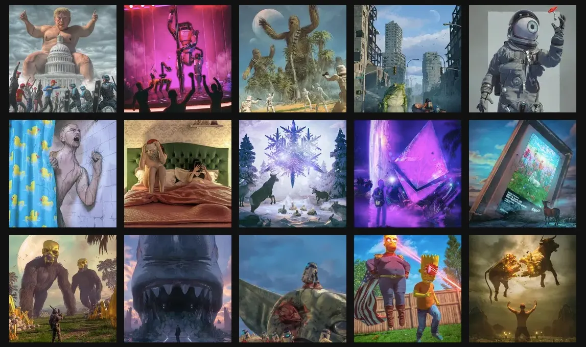 Screenshot of the archive of Beeple's
